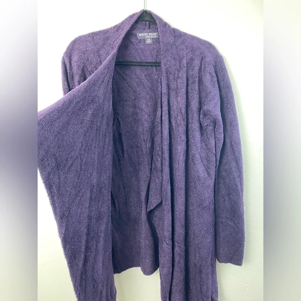 Barefoot Dreams Chic Lite Purple Waterfall‎ Open Front Sweater Cardigan S / M